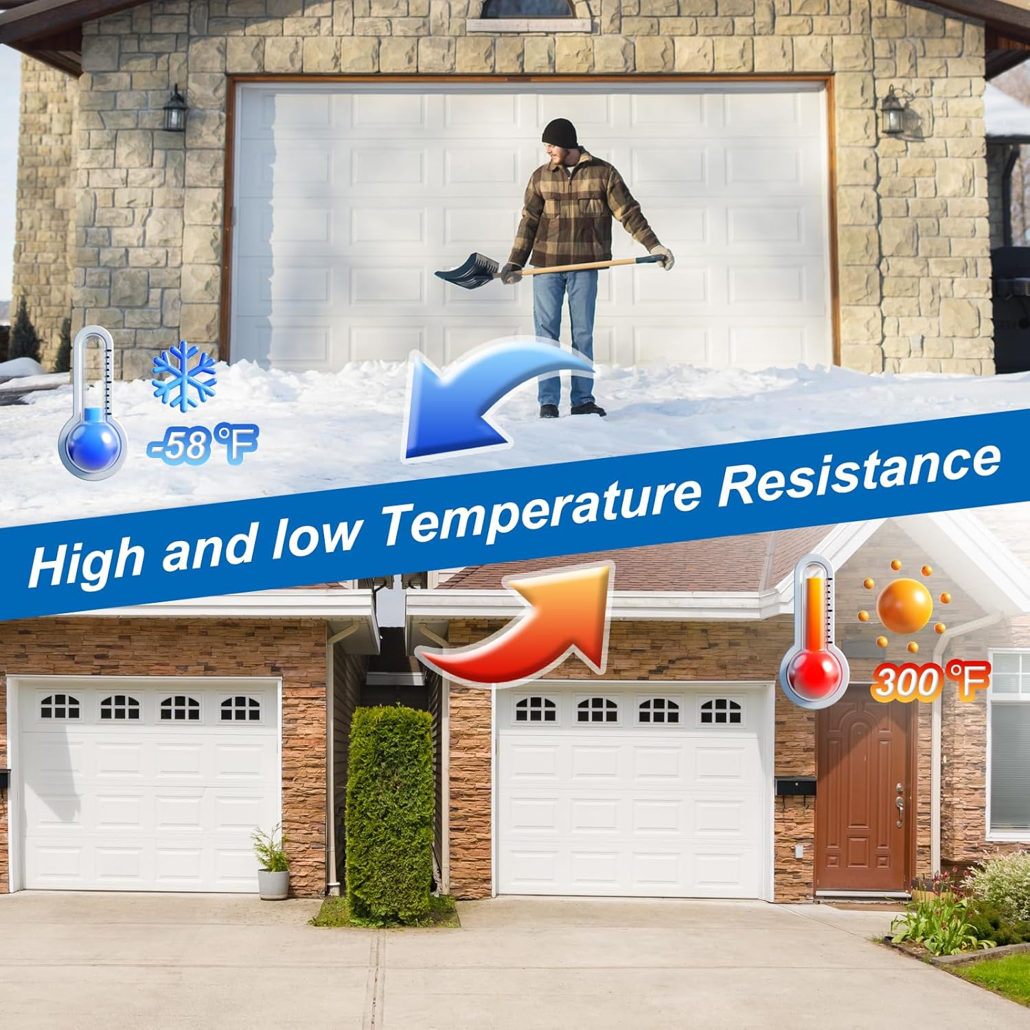 Garage Door Seals Bottom Rubber, EPDM Weatherproof Stripping Kit with 16.5Ft 5/16" T-Ends, U+O Ring Door Threshold