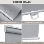 Light Filtering Roller Shades for Indoor Windows, 14" W x 72" H, Grey