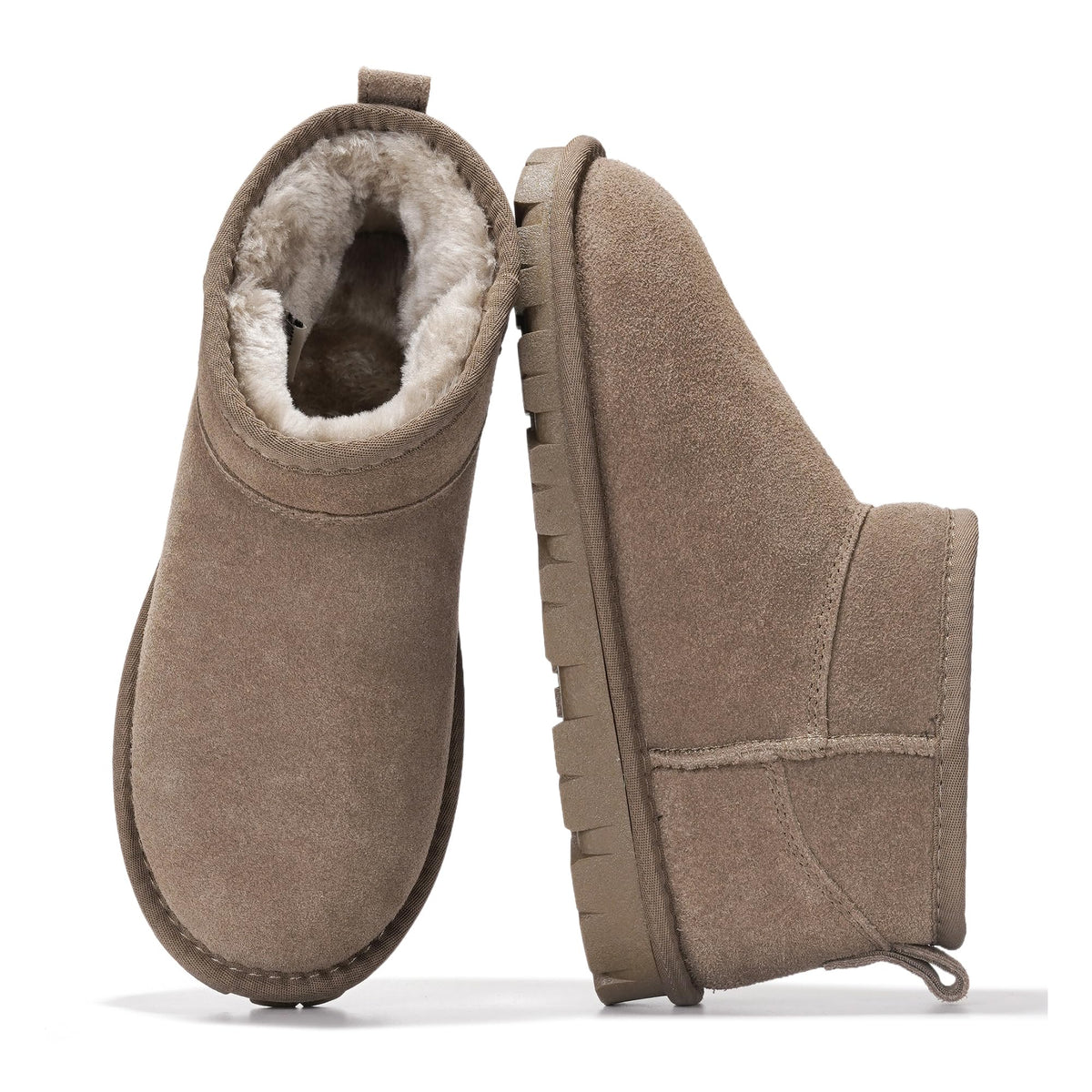 100% Genuine Leather Womens Boots Fur-Lined Ankle Boots Women