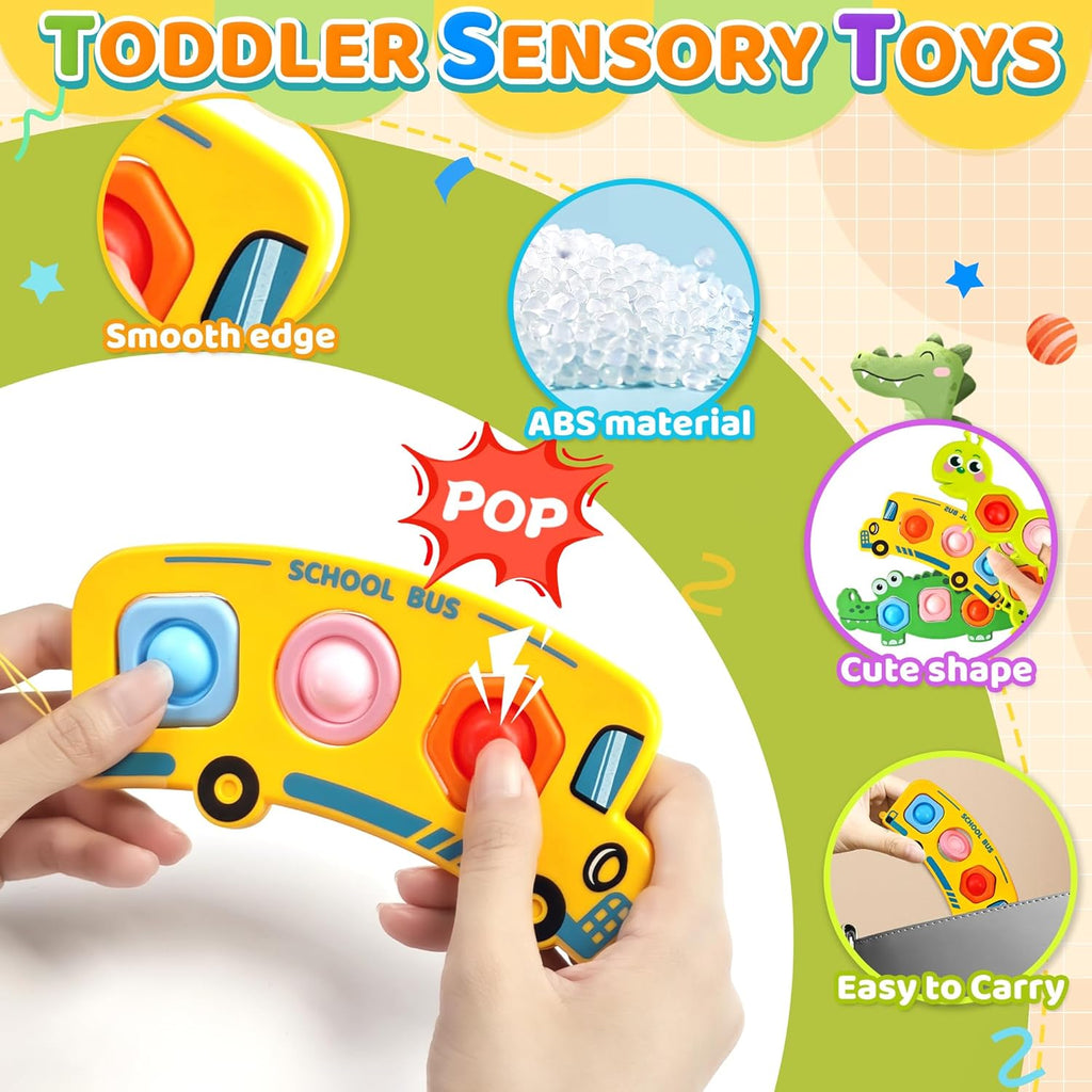 3PC Fidget Popper Sensory Toys Airplane Travel Activities for Toddlers Goodie Bags Pop It Fidget Toys for 12+ Month