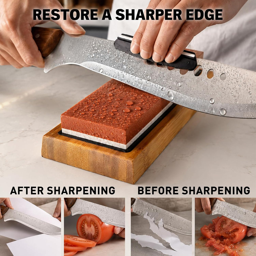 10-Piece Knife Sharpening Stone Set, Professional Whetstone 4 Side 400/1000 3000/8000 Grit, Whetstone Knife Sharpener