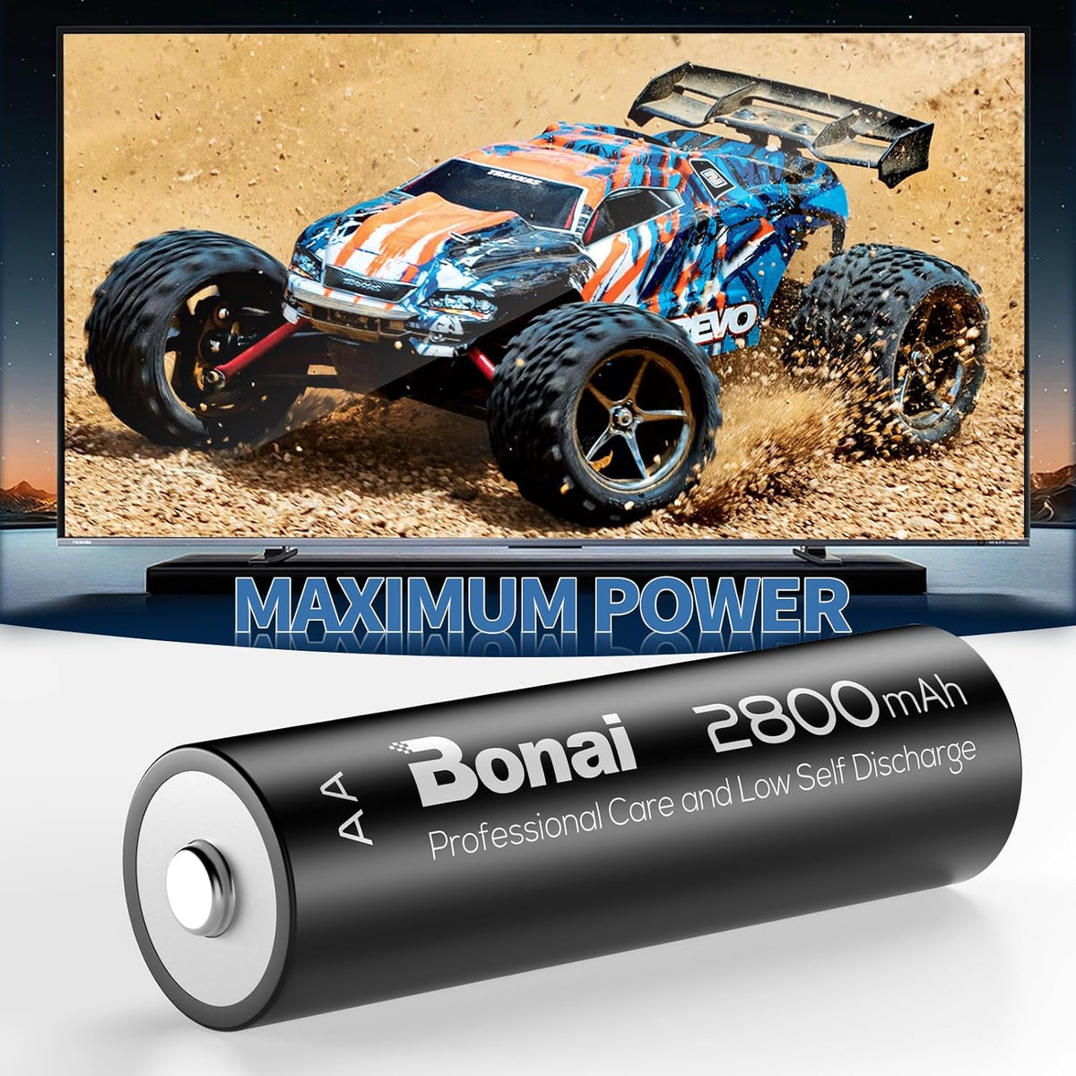 Rechargeable AA Batteries High-Capacity 2800mAh, Recharge up to 1200x Times, NiMH Battery Low Self Discharge