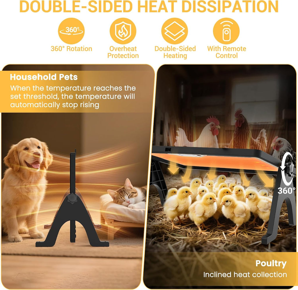 Chicken Coop Heater Brooder Plate, 180W Dual-Heating Chicken Heater