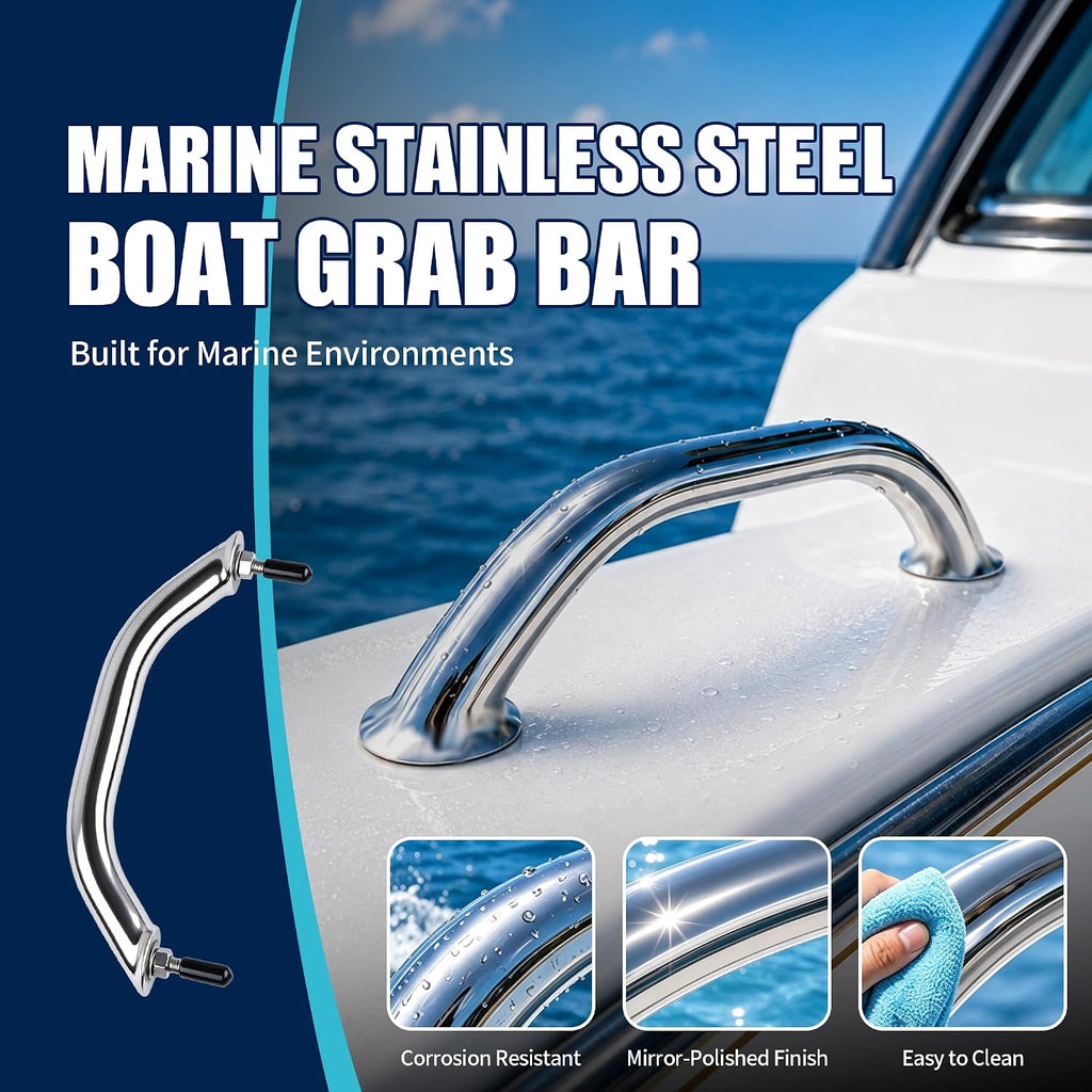 Boat Grab Handles, 2 Pcs Marine Stainless Steel Boat Grab Bars