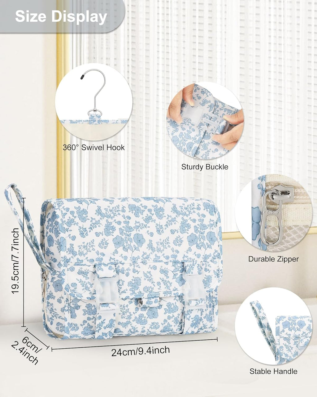 Small Hanging Toiletry Bag for Men and Women, Portable Hanging Organizer for Travel-Sized Shower Dopp Kit, Waterproof
