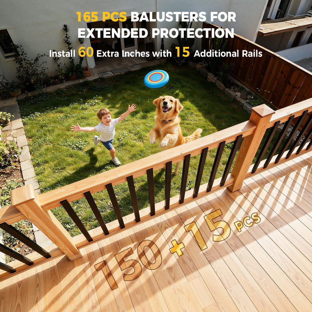 165 Pcs 36"Rectangular Deck Balusters, Straight Spindles Railing Kit