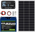 100W 12V Solar Power Kit | 12V 20Ah LiFePO4 Lithium Battery | 100W Mono Rigid Solar Panel, 10A PWM Solar Charge