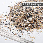 6.17 lb Epoxy Floor Flake, Black White Grey Yellow, 6-8 mm