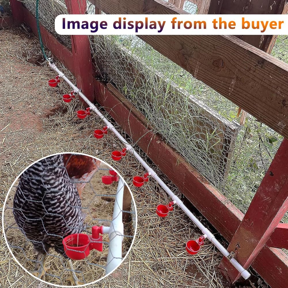 Automatic Chicken Watering System with PVC Pipe (Real Complete Set Pipeline) - 1/2" PVC Tee Fittings & Pipe & Garden