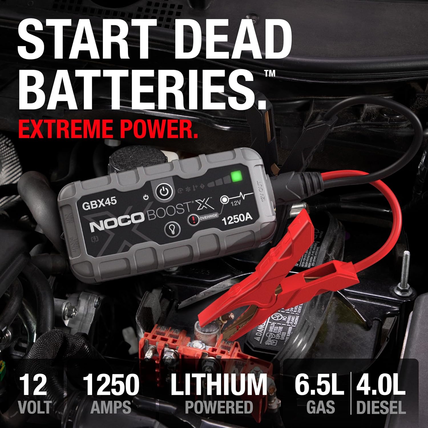 Boost GBX45 1250A UltraSafe Jump Starter, 12V Lithium Battery Booster