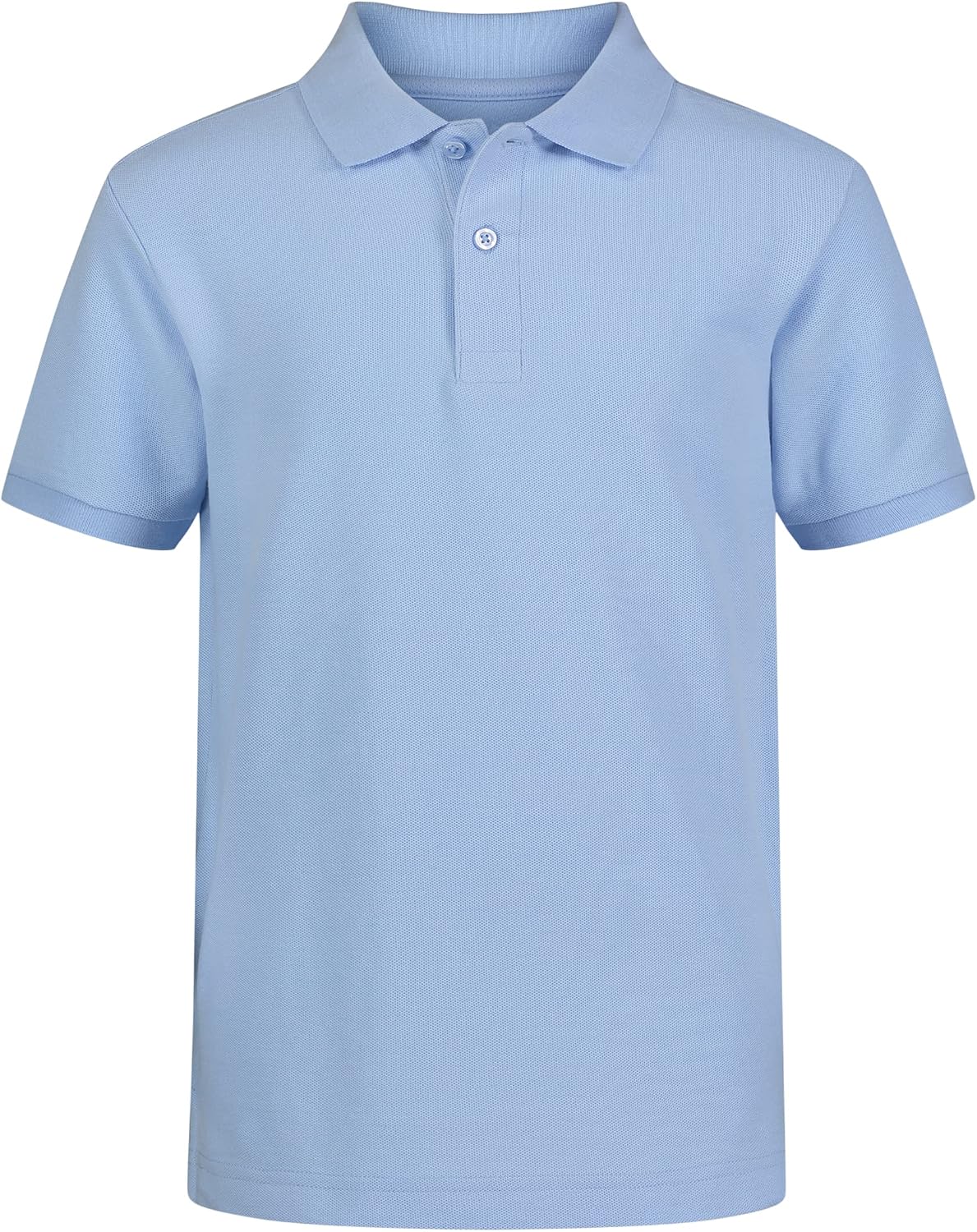 Boys' School Uniform Short Sleeve Polo Shirt, Button Closure, Comfortable & Soft Pique Fabric