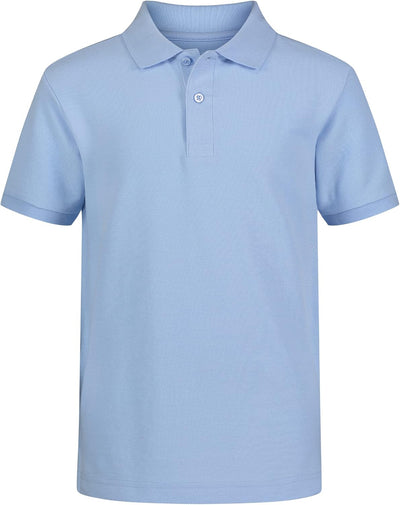 Boys' School Uniform Short Sleeve Polo Shirt, Button Closure, Comfortable & Soft Pique Fabric