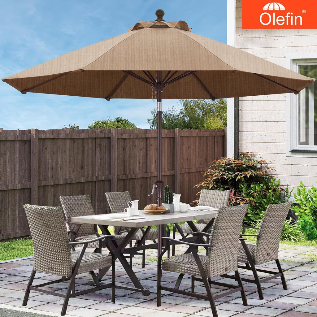 9ft Olefin 5-Year-Non-Fading Patio Umbrella Khaki