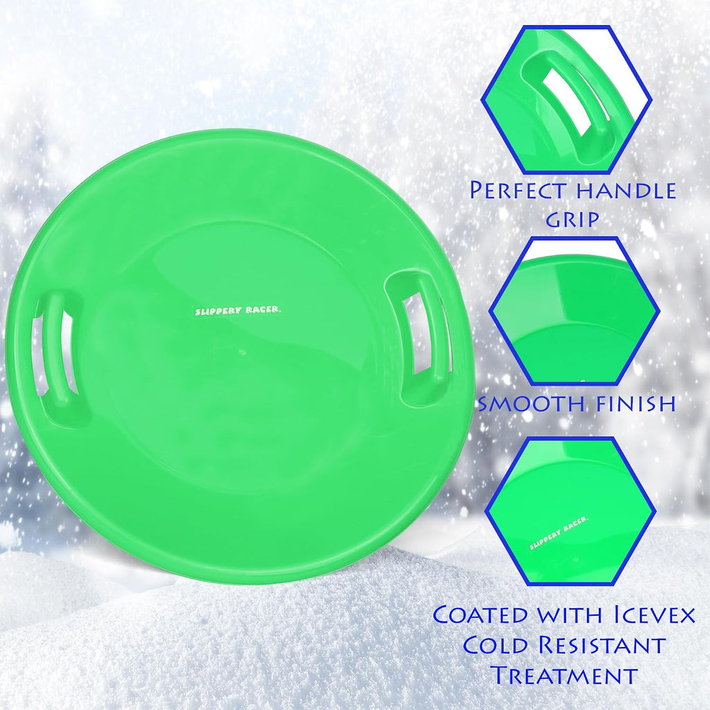 Heavy-Duty Cold Resistant Downhill Pro Adults and Kids Plastic Outdoor Winter Saucer Disc Snow Sled with Handles