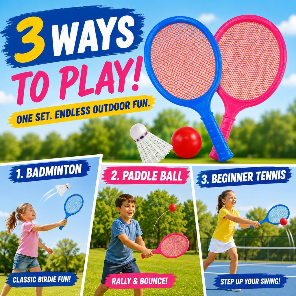 Badminton Racket Set for Kids, Toddlers with Paddles, Ball and Birdie - Junior Kindergarten Student Outdoor Sports