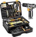Tool Kit Box Drill Set：DEKOPRO Home Mechanic Toolbox with 12V Power Cordless Drill Hand Repair Tools Sets Combo Kits
