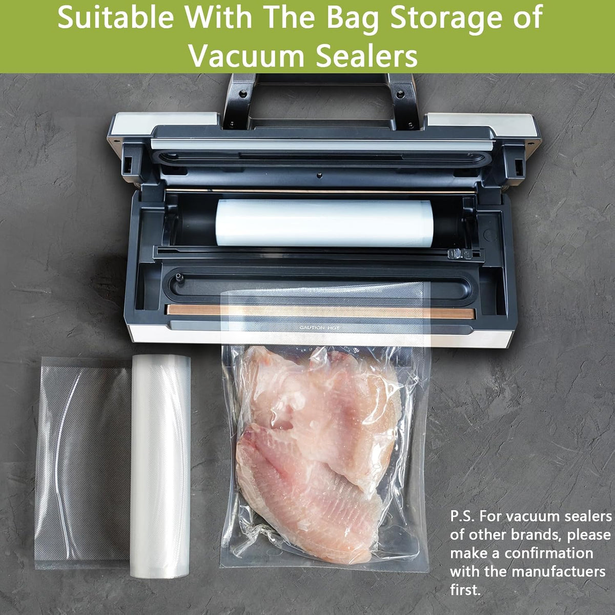 8 Pack 8"x20'(8Rolls) Thickened Vacuum Sealer Bags For Food, Textures on Both Sides, Smell-Proof, Heavy Duty for
