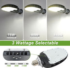 LED Shoebox Retrofit Lamp, 75/95/115W Selectable, 5000K, Rotatable E39 Base