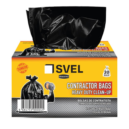 Heavy Duty Industrial Contractor Bags 42 gallons 2 Mil (20 Bags) - 33" x 48" Thick and Tough Trash Bag for