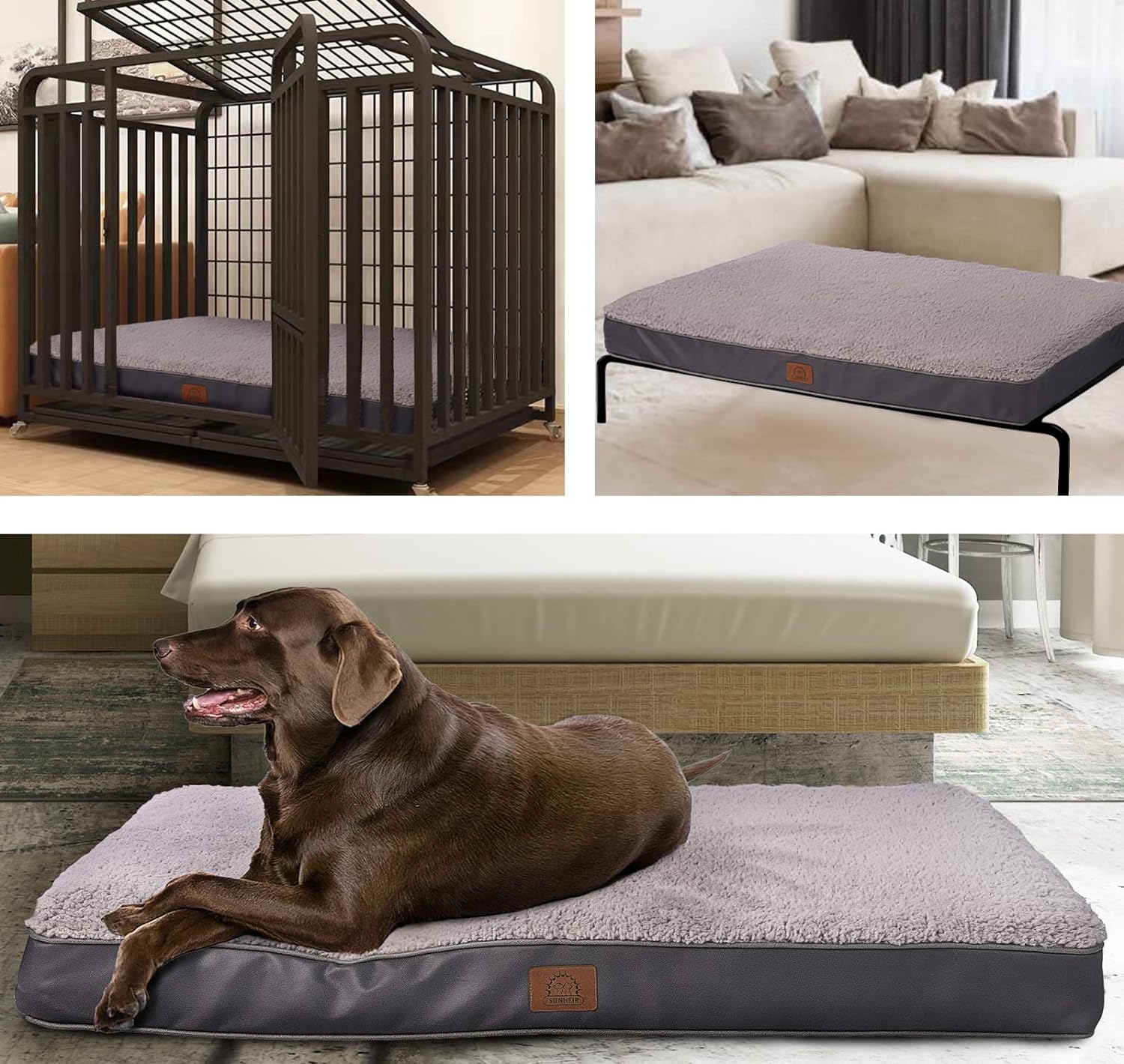 Orthopedic Dog Bed for Large Dogs - Big Waterproof Dog Crate Bed with Removable Washable Cover, Egg Crate Foam