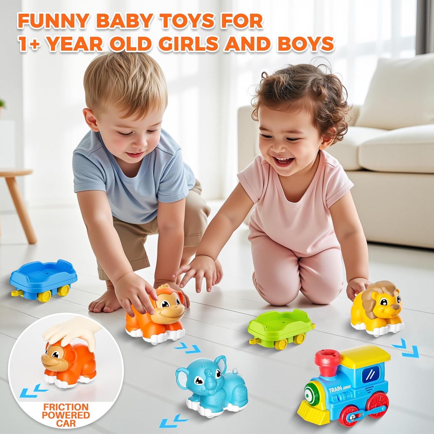 Train Set for Toddlers with Steam, Music, Lights and 3 Animal Cars | Electric train fun meets animal play with music