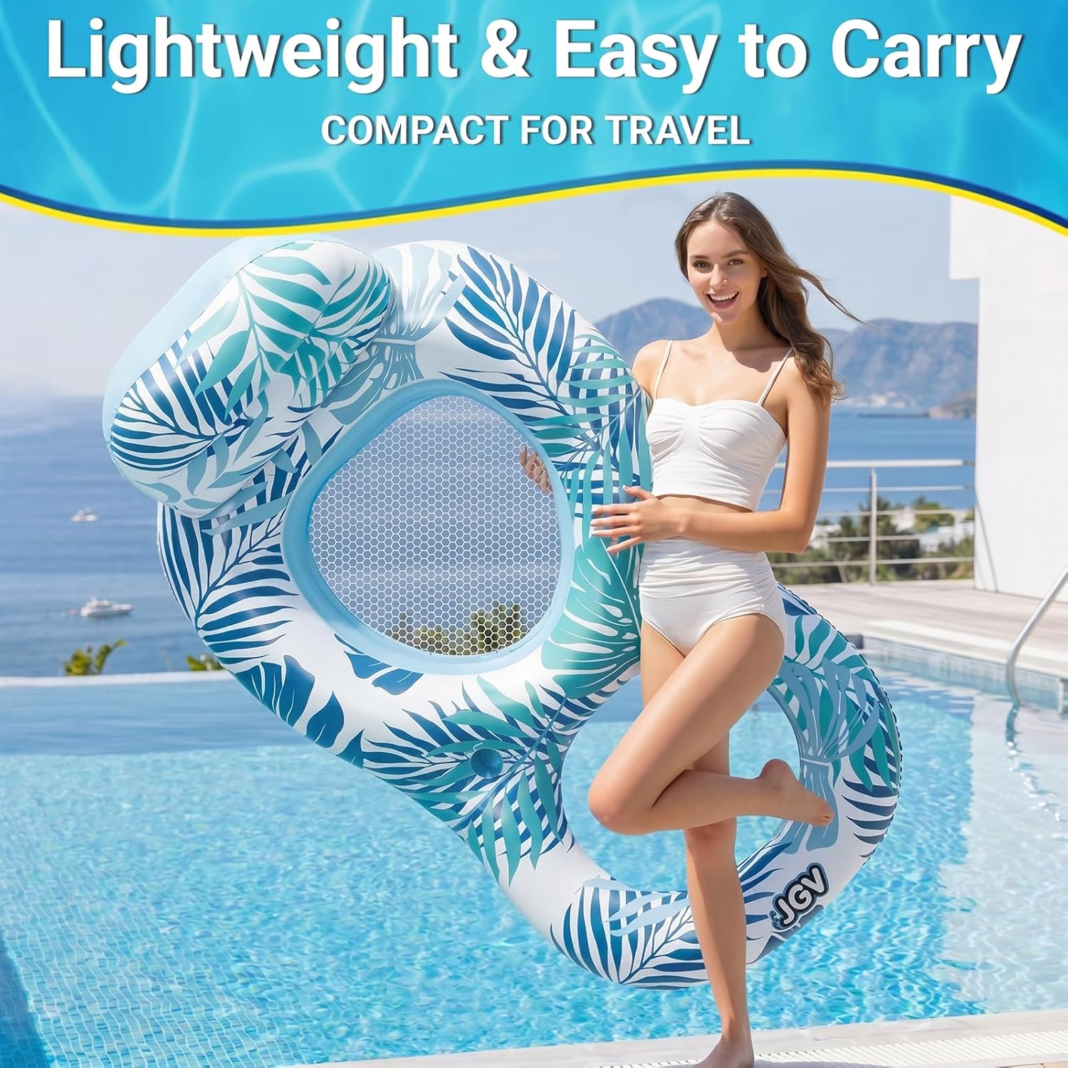 Pool Floats for Adults,Inflatable Chair Lounger Floaties with Drink Holder,Travel Pool Beach Lake Swim Inflatables