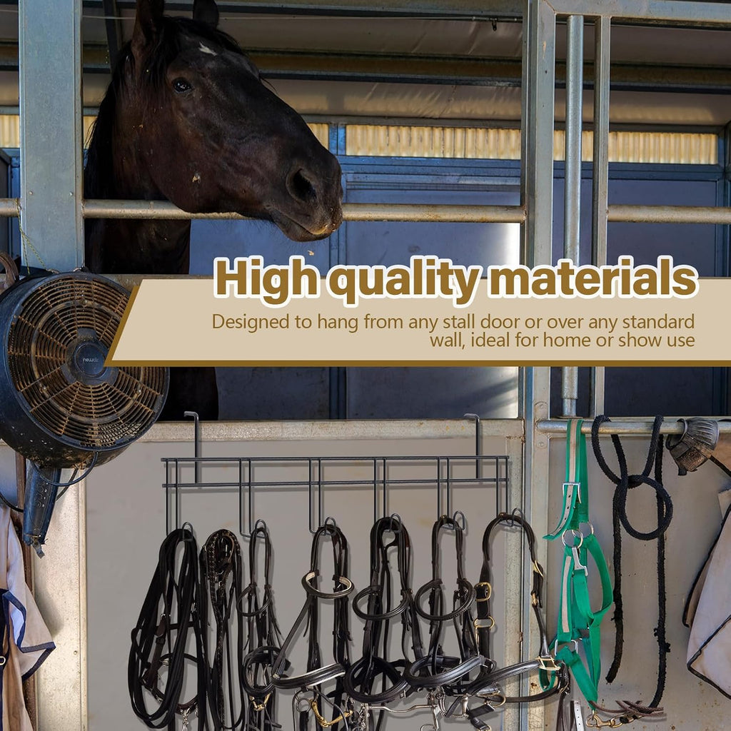 6 Hook 2 Pcs Bridle Hooks Tack Room Metal Wall Hangers Rack, Black