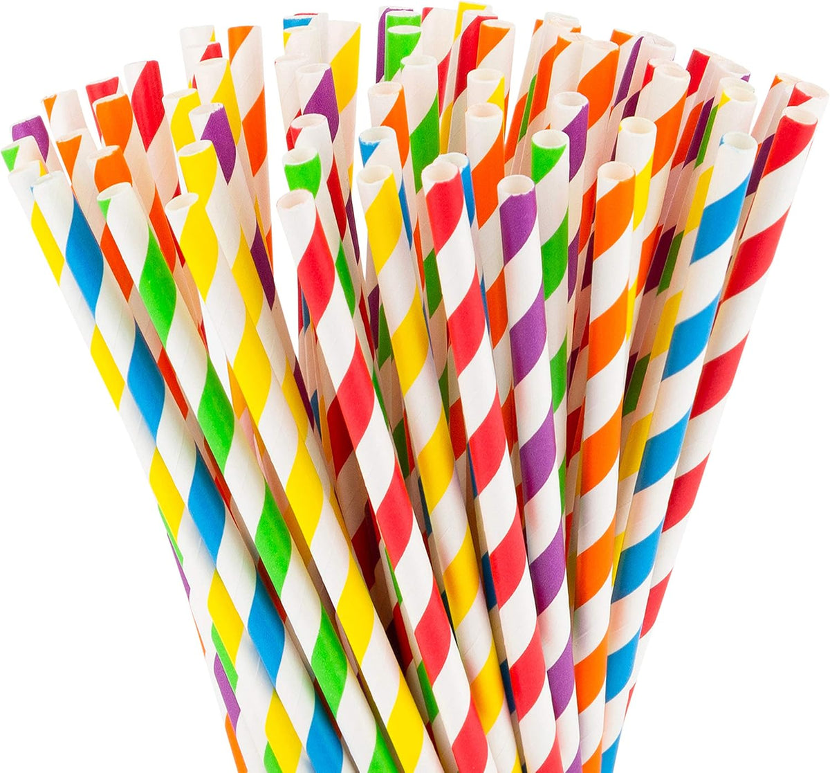Paper Straws 400 Pack Biodegradable Colorful Striped Design 8.25" Straw for Everyday/Birthday Party/Baby