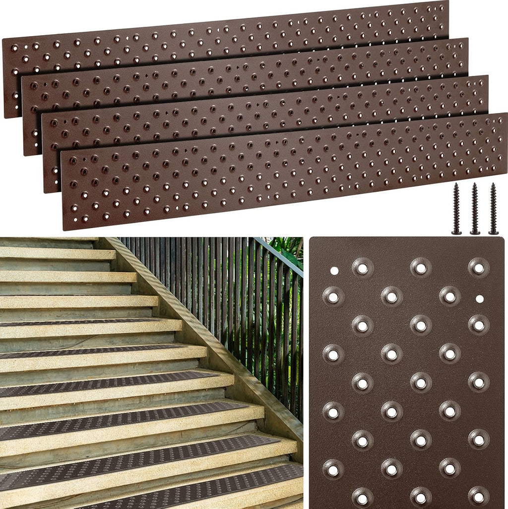 4 Pcs Aluminum Non Slip Stair Tread 30 x 3.75 Inch Metal Nosing