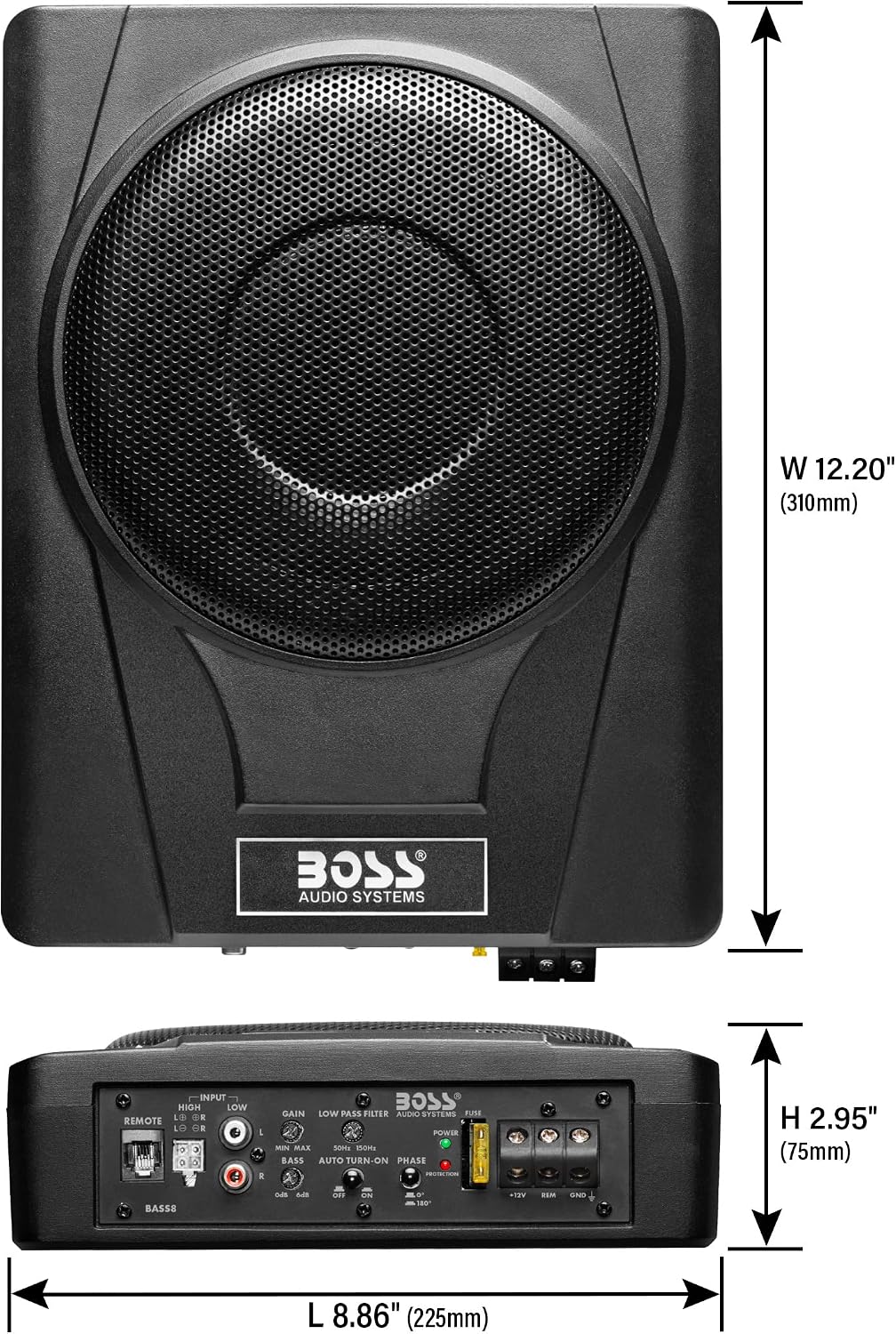 BASS8 8 Inch Car Subwoofer, 800 Watts & Wiring Kit