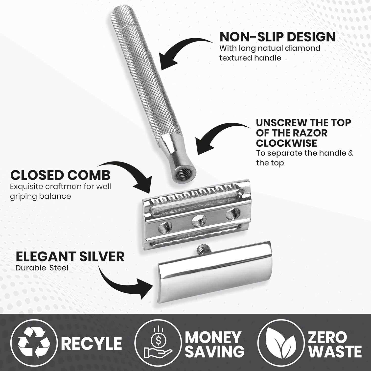 Safety Razor for Men & Women with 10 Double Edge Safety Razor Blades Reusable Double Edge Razor Single Blade Razors