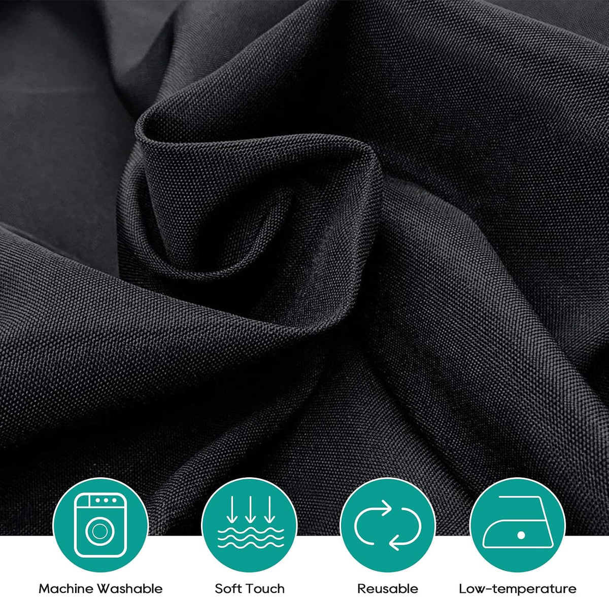 10 Pack 120 Inch Black Tablecloths for Round Tables