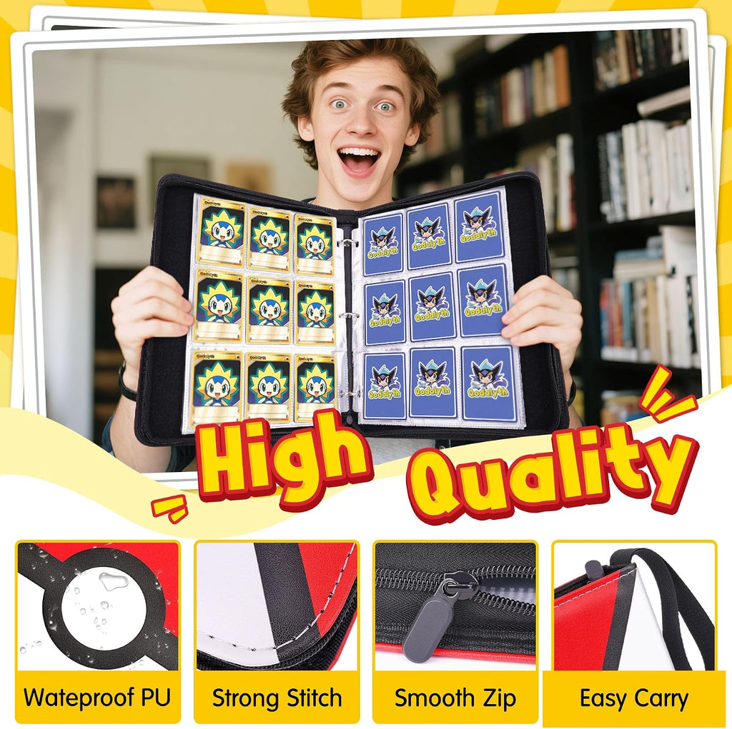 Card Binder, 9-Pocket Design, 900-Card Capacity with 5 Top loaders | Large Capacity,Waterproof PU cover,Custom ,Page