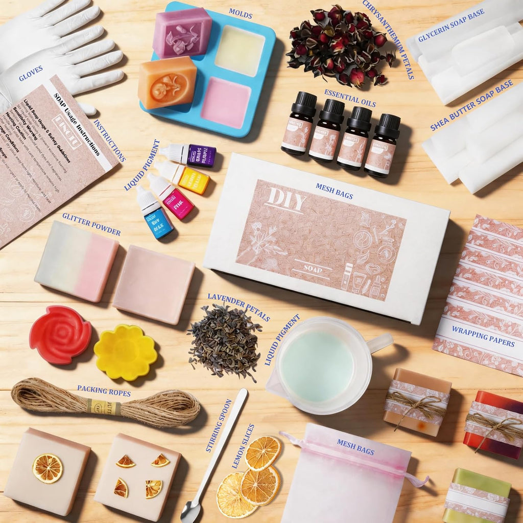 Soap Making Kit for Adults, DIY Soap Making Kit, Melt and Pour Soap Making Supplies, Contains Mould Soap Base