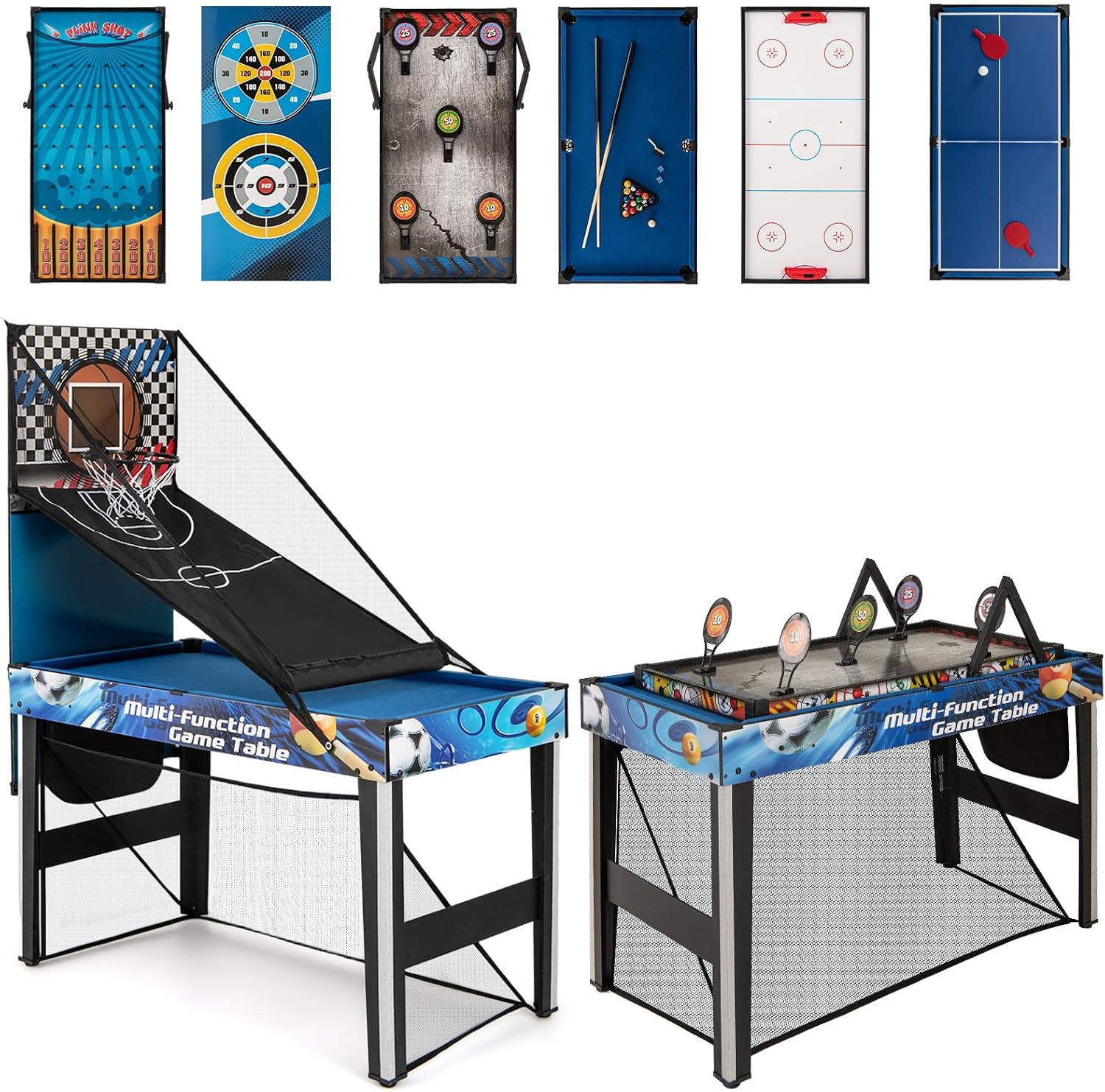 10-in-1 Multi Game Table, 48" Combo Game Table with Billiard, Table Tennis, Hockey, Basketball, Football, Field