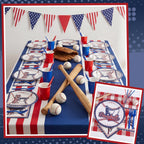 50 Pcs Baseball Plates and Napkins, Disposable Baseball Party Supplies