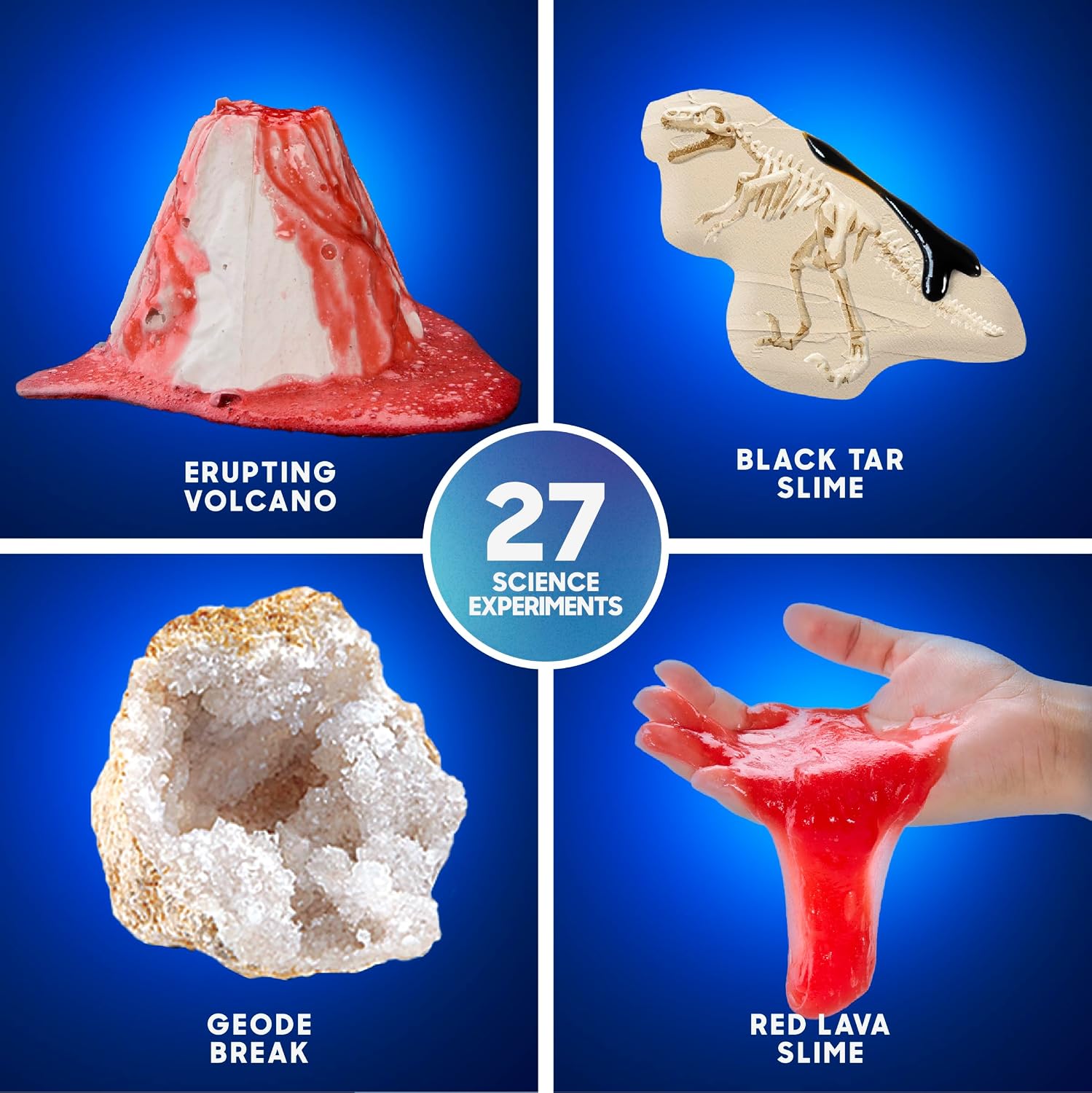Planet Earth Science Kit for Kids| 27 Science Experiments| Erupting Volcano, Slime Lava, Geodes, Grow Crystals, Dino