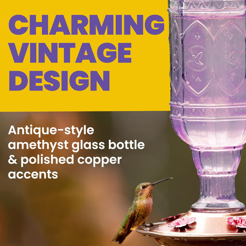 Amethyst Jewel Hummingbird Feeder - 77IN - 20 Fl Oz Nectar Capacity - Hummingbird Feeder for Outdoors - Feed 5