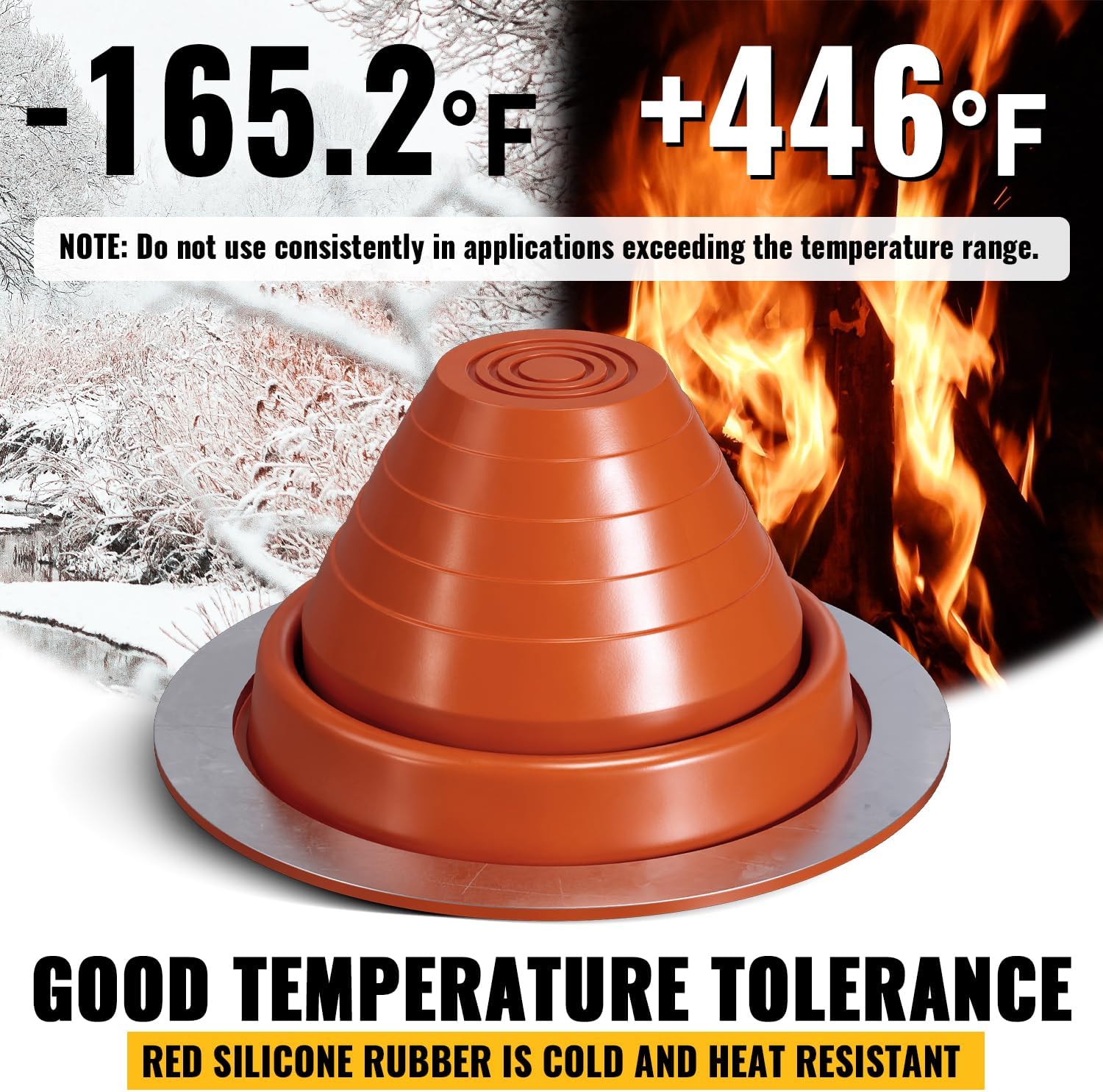 #3 Metal Roof Vent Boot, Silicone Pipe Flashing Boot, Red, 1-Pack