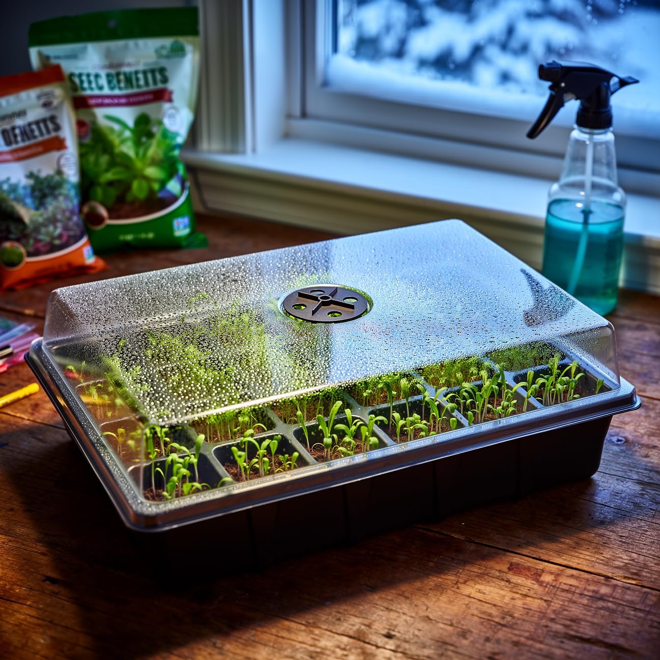 5-Pack Seed Starter Trays with Humidity Dome & Large 24-Cell Plug Trays | XL Cells Plant Germination Tray with Vented