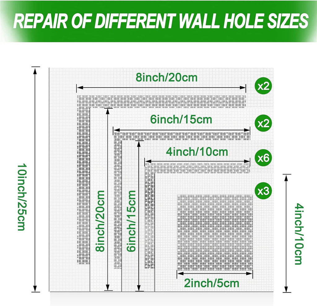 Drywall Repair Kit, 13 Piece Aluminum Wall Repair Patch Kit, 2/4/6/8 inch Aluminum Drywall Patch, Quick Fix Plaster