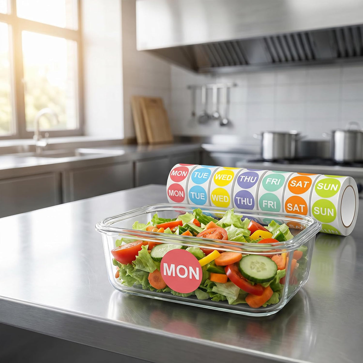 Day of the Week Sticker Labels, 1" Round, 7 Rolls, 500 per Roll
