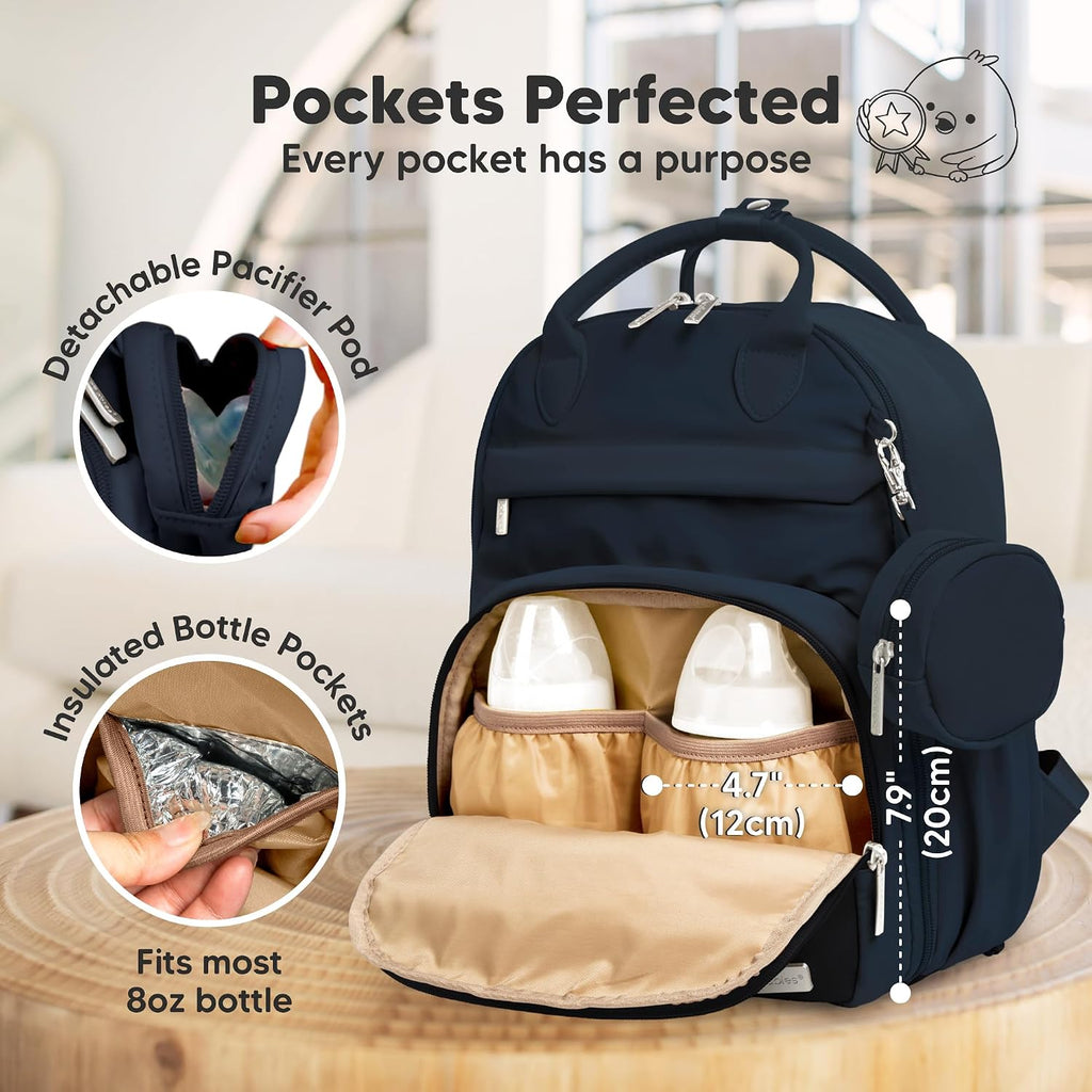 Diaper Bag Backpack - Small Multifunctional Travel Diaper Back Packs, Maternity Baby Changing Bags, 12L Capacity, PU