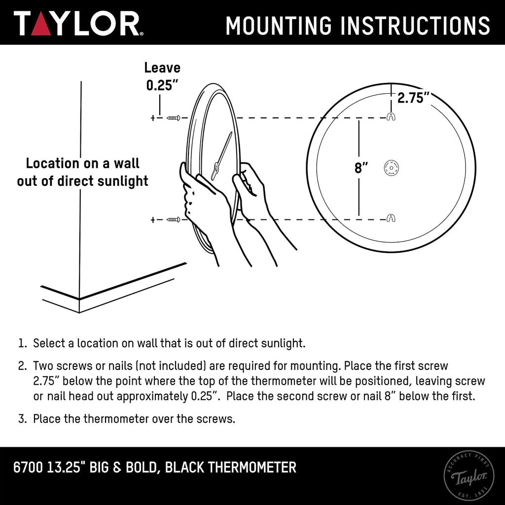Taylor 13.25 Inch in/Out Dial Weather Thermometer