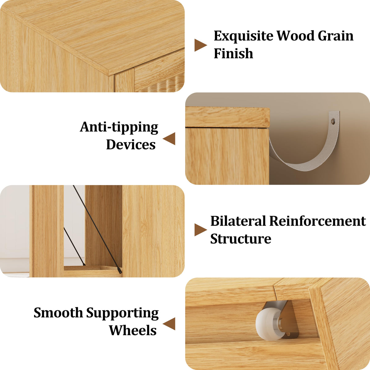 13 Gallons Pull Out Trash Can Cabinet, Hidden Trash Can, Natural Oak