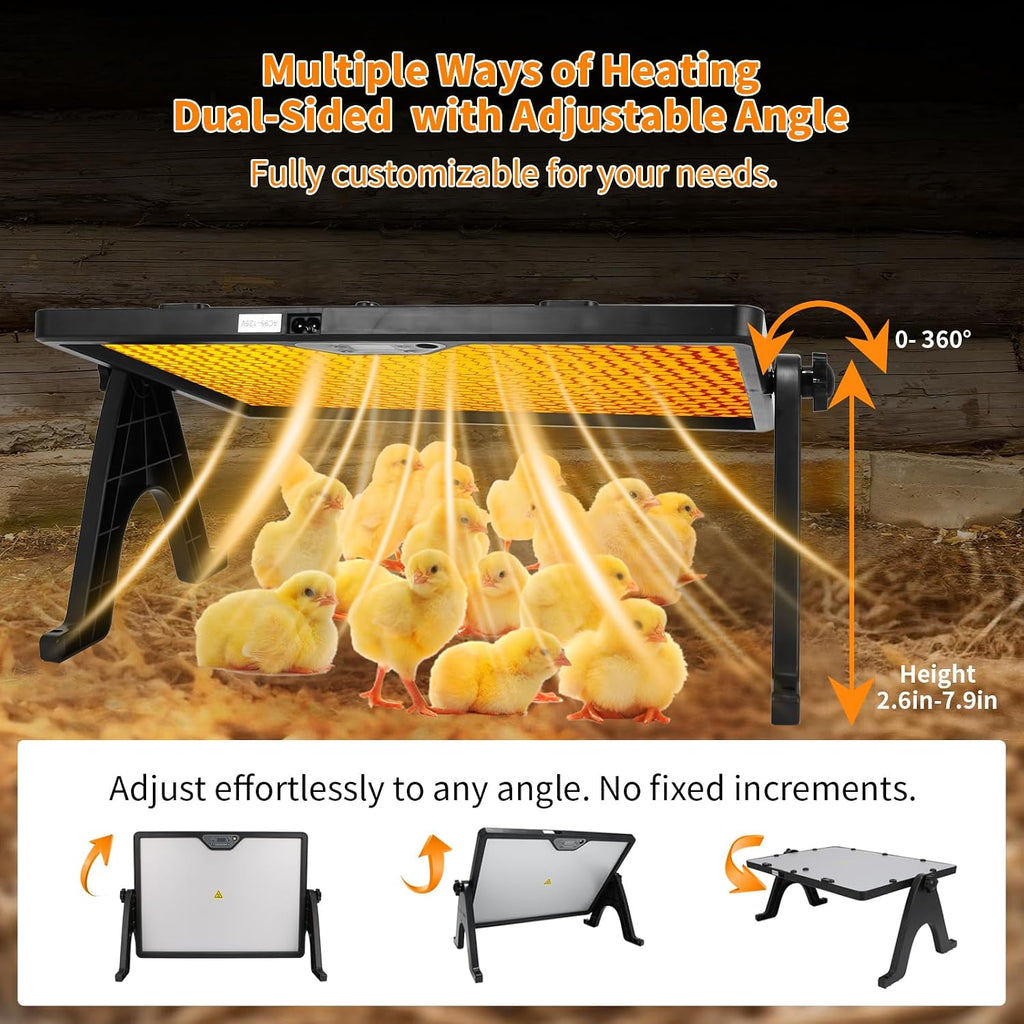 180W Radiant Chicken Coop Heater Energy-Efficient Winter Heating, Safer Alternative to Brooder Lamps, Heater with 2