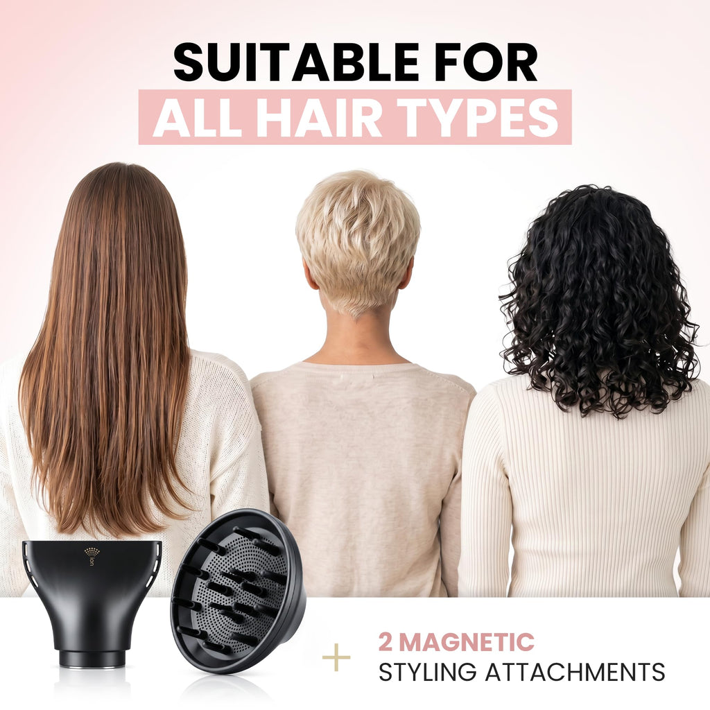 Ionic Hair Dryer (Foldable) with Diffuser, Perfect for Travel