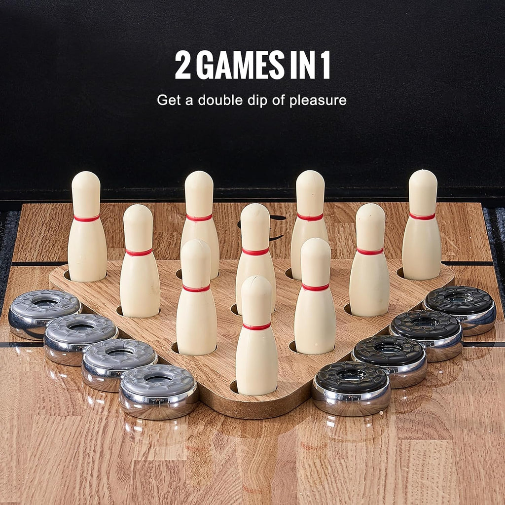 7ft 9ft 12ft Shuffleboard Table for Family Game Room, Shuffle Board with Scratch-Resistant Playfield, Legs, 8 Pucks
