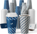 16 oz Paper Coffee Cups with Lids 100 Pack Disposable Hot Cups