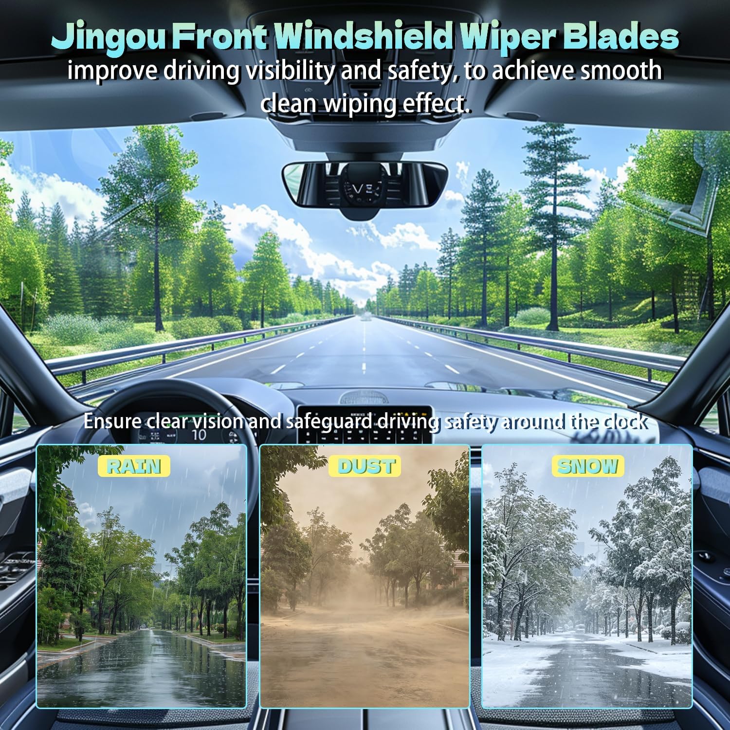 20''+20'' Front Windshield Wiper Blades Compatible with 1999-2007 Ford F-150 Expedition/2003-2014 Ford E-150 OEM